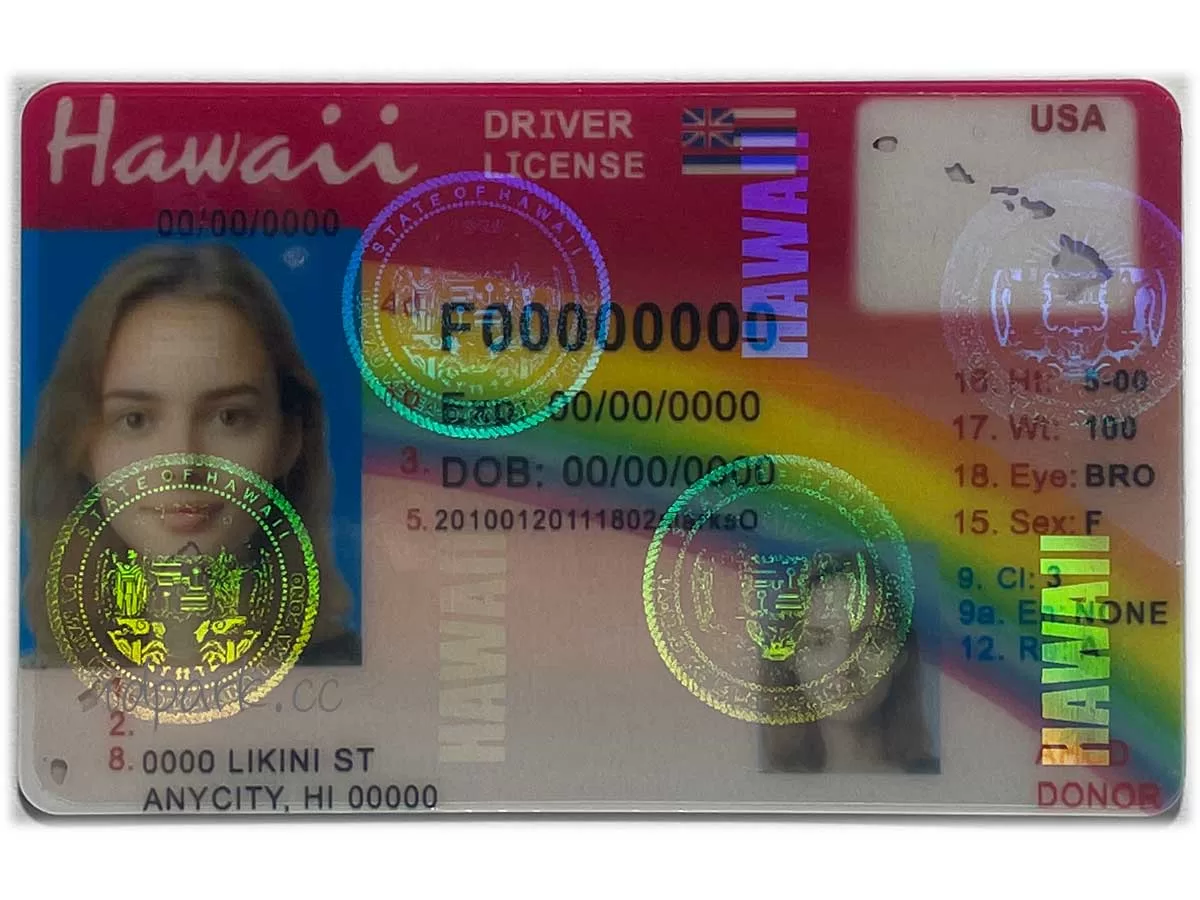 Hawaiian fake ID card